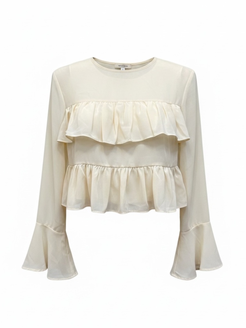Altar'd State Women's Wrenley Ruffle Top Beige XXS NWT